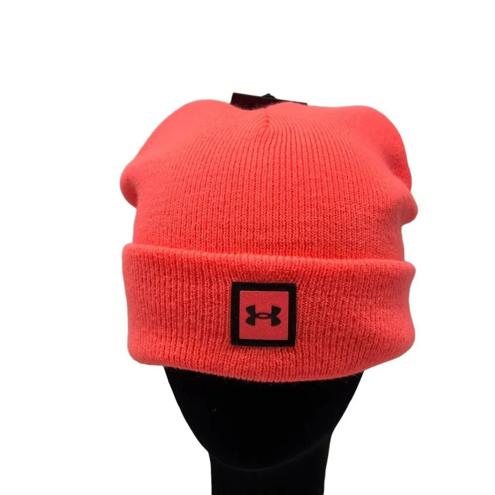 Under Armour Halftime Cuff Beanie Hat OSFM Boys Neon Pink Brilliance 1373114 NWT